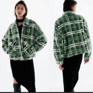 Zara plaid sherpa jacket